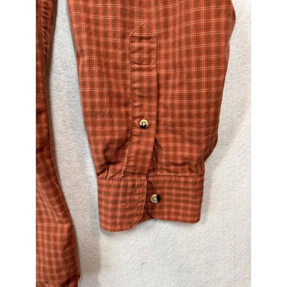 L.L. Bean Long Sleeve Button Down Shirt Orange Check Fall Vibes Men's Large L - Picture 6 of 7
